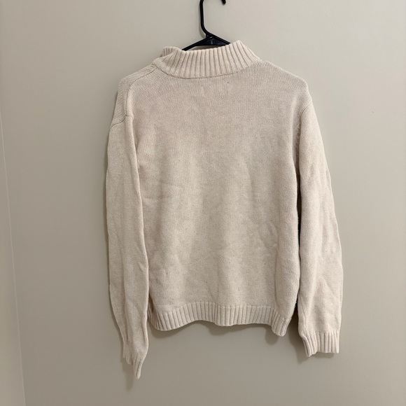 Y2K Vintage Chaps Ralph Lauren Men's Zip Up Sweater in Cream - Picture 7 of 7